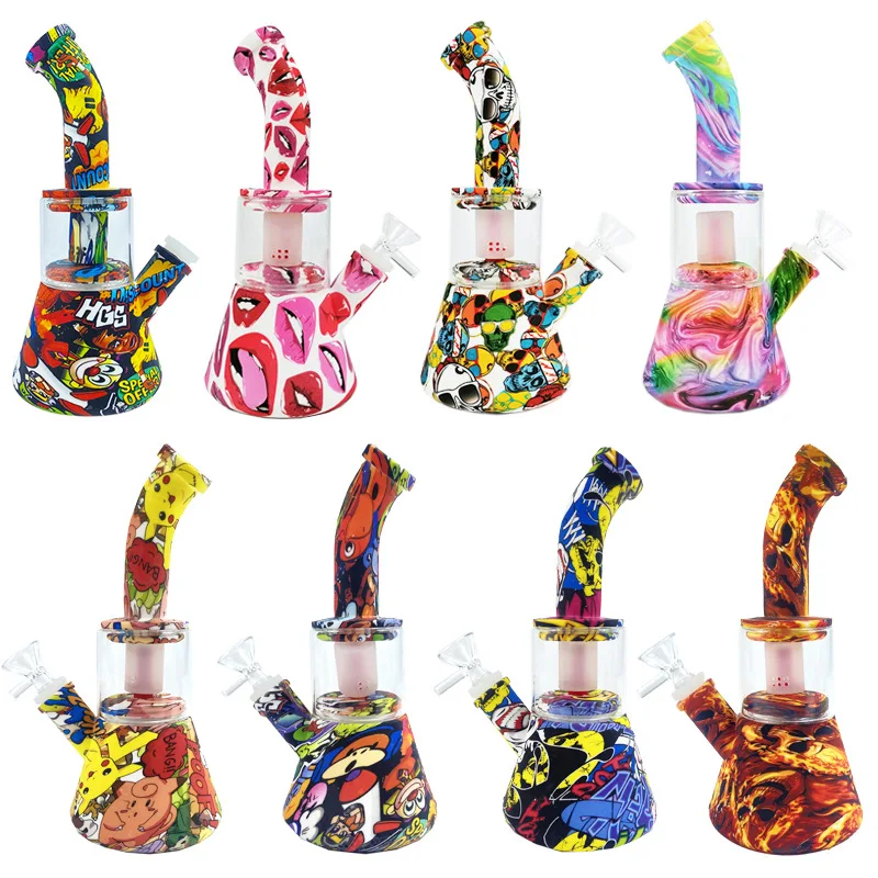 

1 Set Supplying water manufacturers Hookah transfer printing silica gel flash silica gel pipe hookah smoking set wholesale