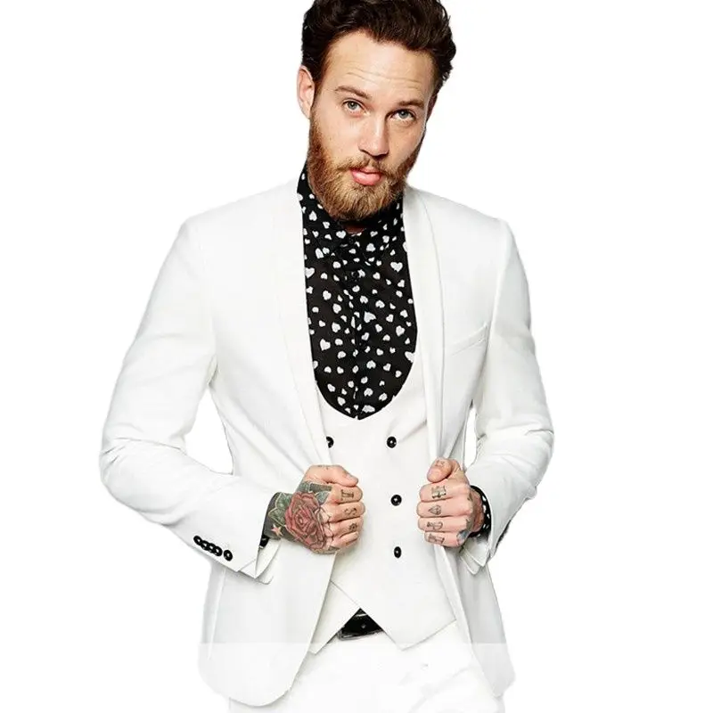 

Slim Fits Groom Tuxedos Handsome Men's Evening Dress Toast Business Suits Coat Waistcoat Trousers (Jacket+Pants+Vest+Tie) W:134