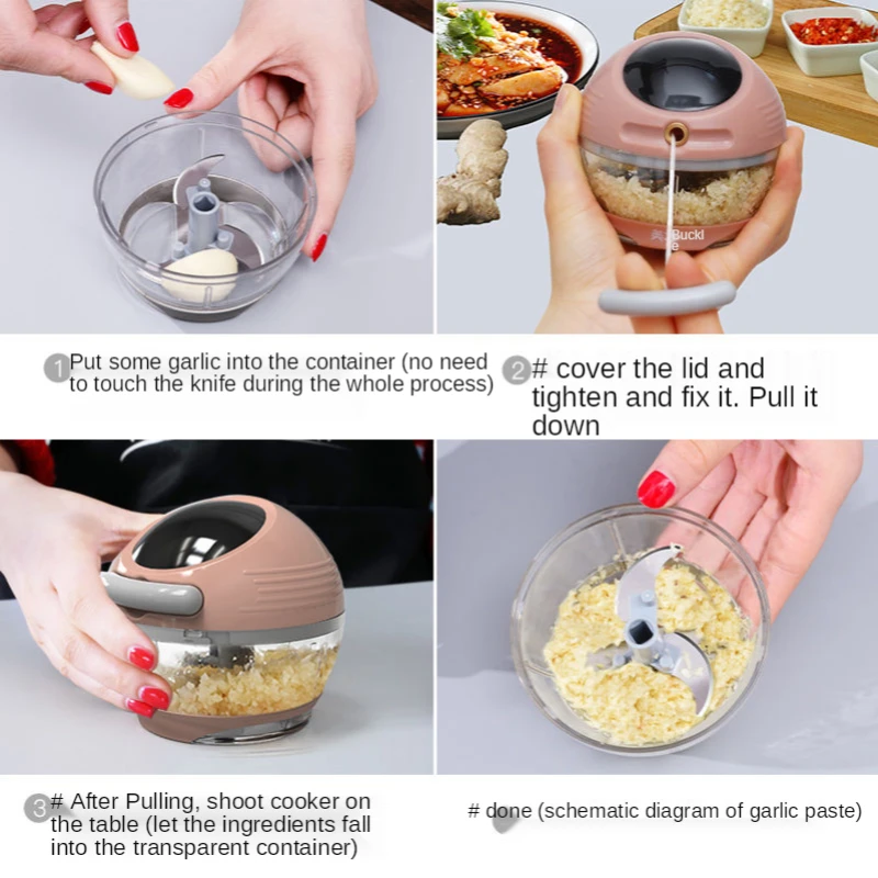 

Kitchen Pulling Manual Food Rope Processor Shredder Vegetable Meat Garlic Onion Chopper Slicer Household Hand Mincer Tool