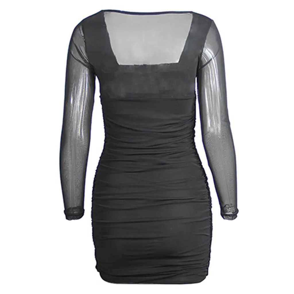 Платья размера плюс женские Вечерние черные сексуальные платья в сеточку с