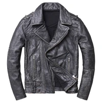 2021 mens vintage genuine leather jackets cowhide motorcycle jackets real leather coat for male