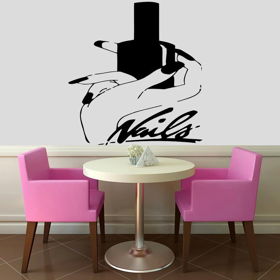 Nails Art Виниловые наклейки на стену для салона красоты и маникюра Съемный Настенный декор для гостиной и спальни P ZX285