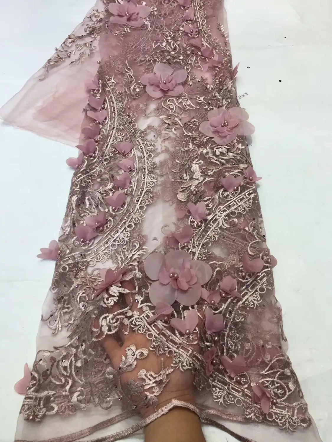 Стразы жемчуг швейцарская вуаль африканская 3D Цветочная аппликация вышитая