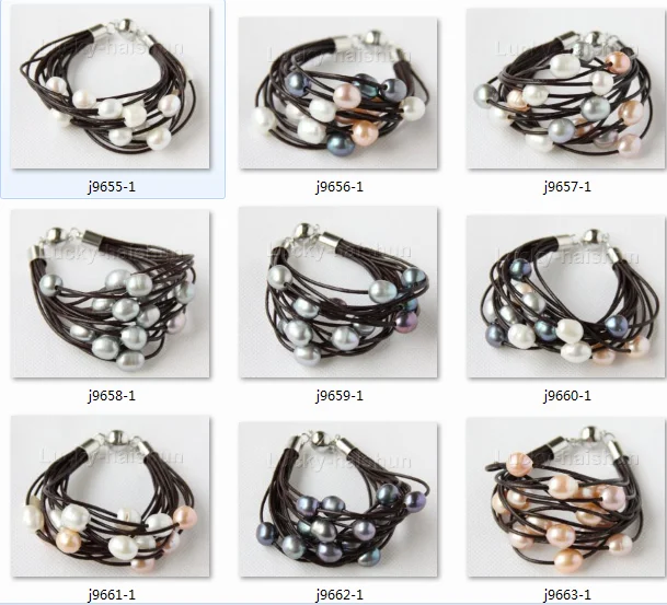 

Браслет из натуральной кожи с бусинами, 8 дюймов, 13 мм, 15 рядов