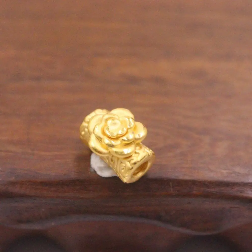 

Fine 999 Real 24K Yellow Gold Pendant Women 3D Perfect Rose Flower Pendant 0.9-1.2g 13x9mm Best Gift