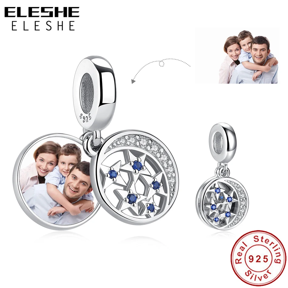 ELESHE 925 пробы Серебряный и прозрачный CZ освещения с изображением Луны звезд Серьги