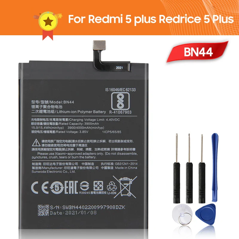 Аккумулятор BN44 для телефона Xiao mi Red 5 plus 99 дюйма Redrice Plus 4000 мАч сменный аккумулятор +