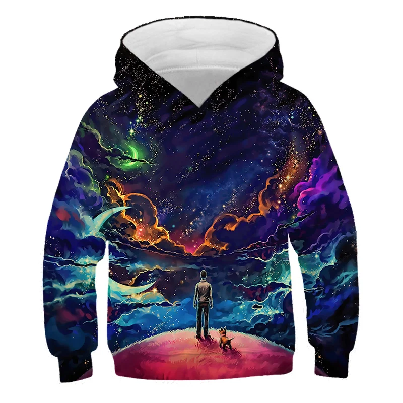 

Starry Sky Hoodie Boys and Girls Space Galaxy 3D Printing Boys and Girls Sportswear Autumn/Winter XL Sportswear Hoodie