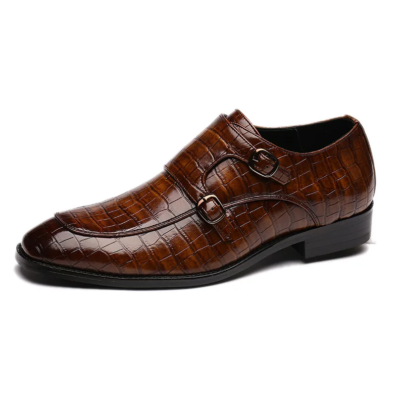 

pattern men's pointed shoes men's fashion personality trend double button shoes large men's shoes