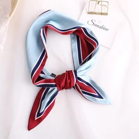 luxury brand contrast print women long silk scarf small handle bag ribbons female head scarves elegant girl foulard