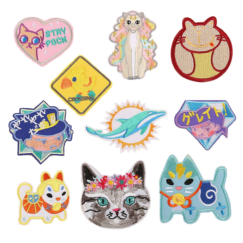Милые нашивки с цветами и кошками милыми животными для детской одежды украшение