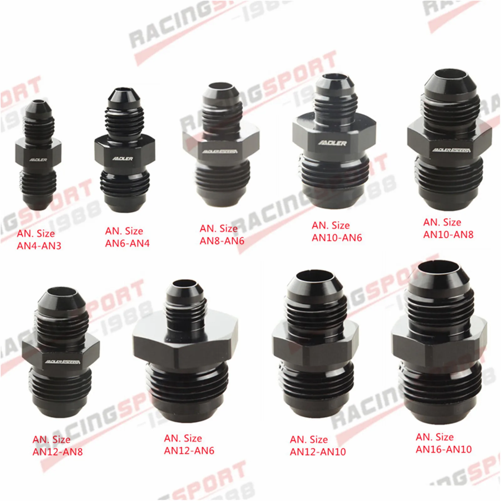 

AN4 AN6 AN8 AN10 AN12 AN16 Aluminum Straight Reducer Adapter Adaptor Fittings Black