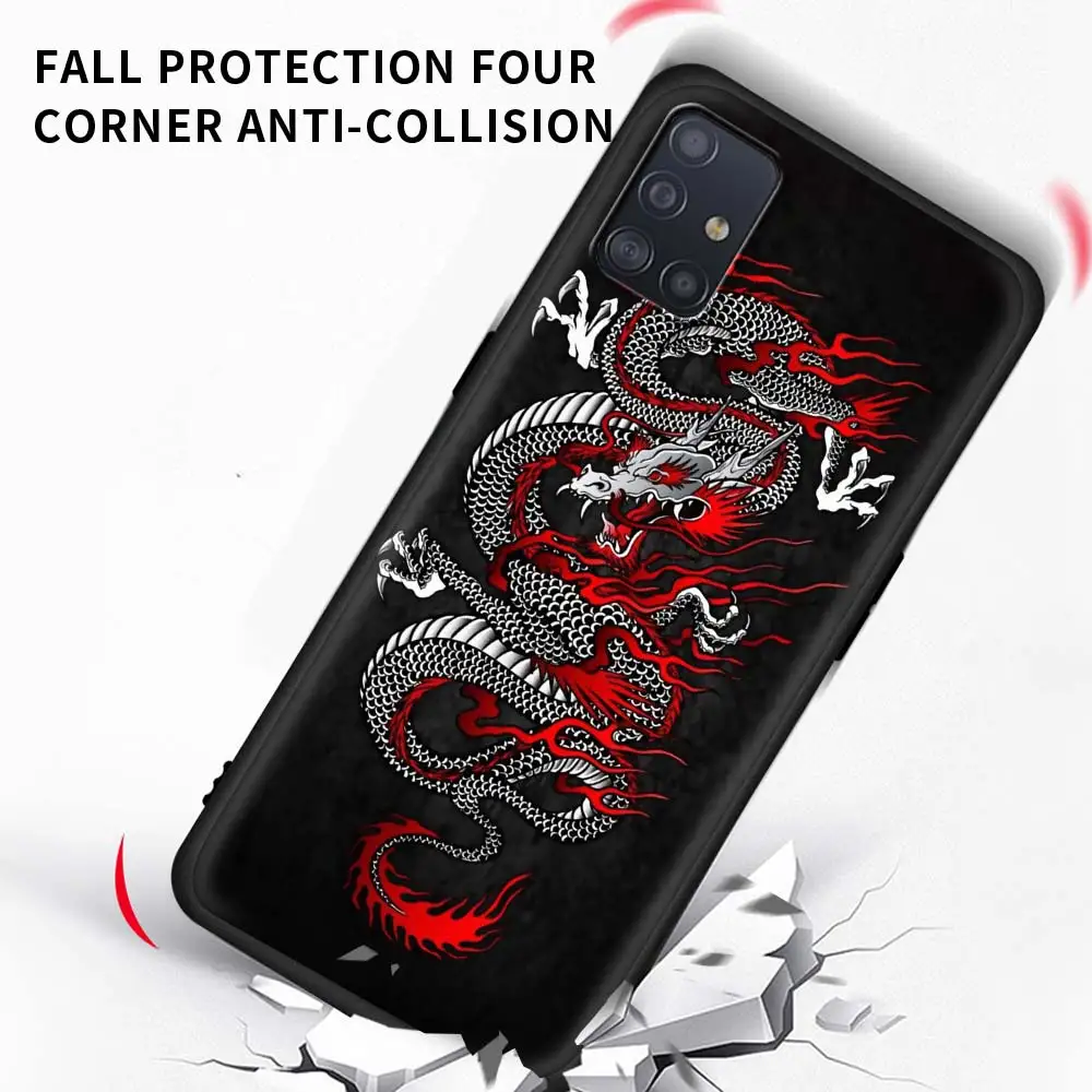 

Dragon China Style Phone Case For Samsung Galaxy A51 A71 A21S M31 M31s M30s A31 A41 A11 A01 M51 Soft Matte Coque Back Cover