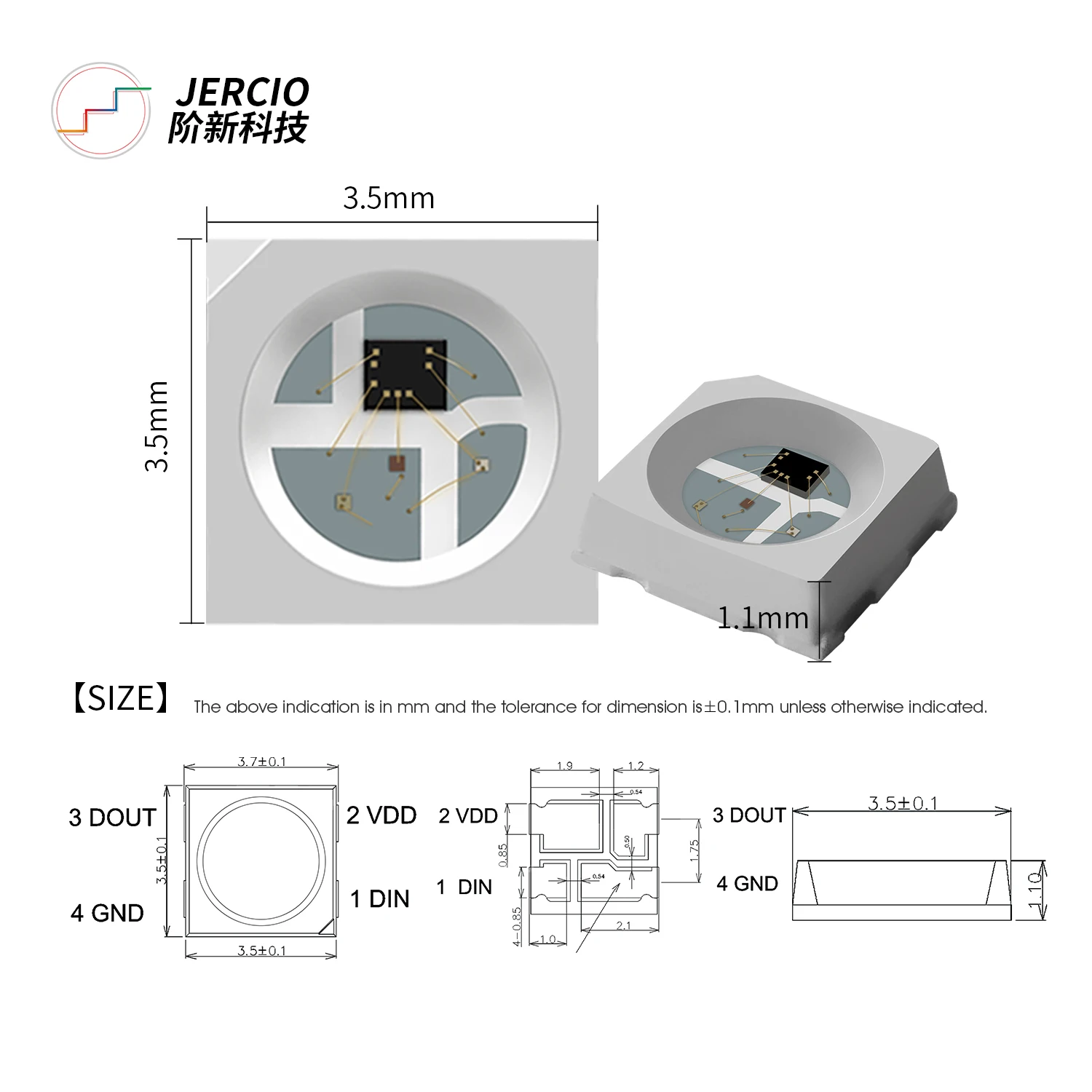 Светодисветодиодный SK6812mini / WS2812mini XT1505 1500 RGB Программируемый белый/черный