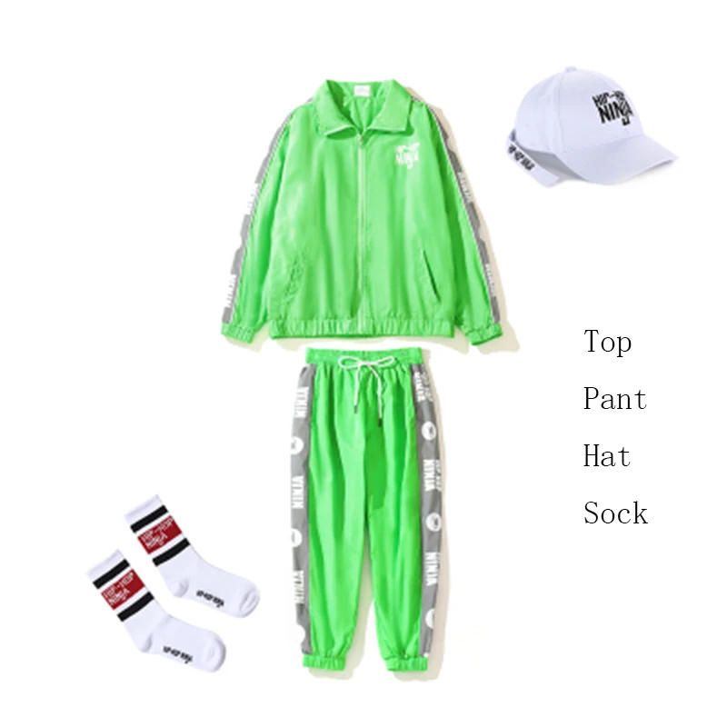 

Children'S Hip Hop Dance Costumes For Kids Boys Loose Fluorescent Suit Girls Jazz Dancewear Ballroom Performance Clothes 120-180
