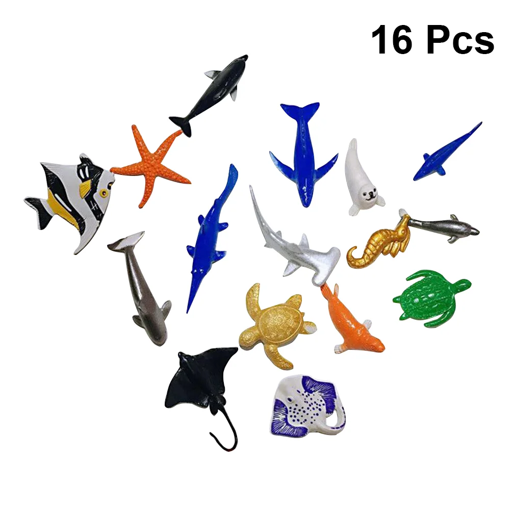 

16pcs Children's Educational Simulation Marine Animal Models Sea Ocean Animals Toys Set Display Models Kit