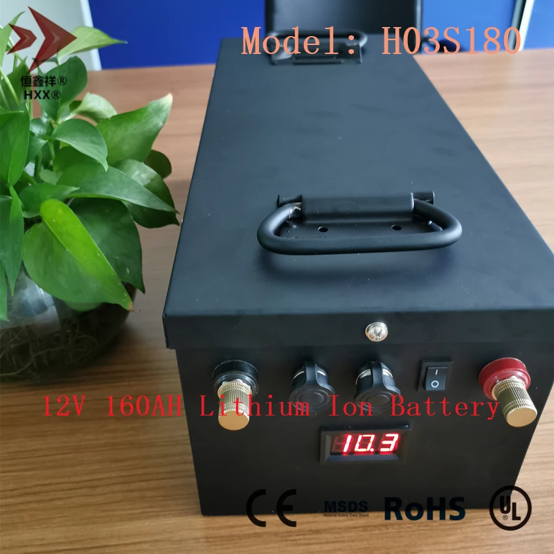 

12V 160AH Lithium Ion Battery Built BMS Iron Housing 1800W Power for RV Marine Boat Motor Caravan Motorhouse Power