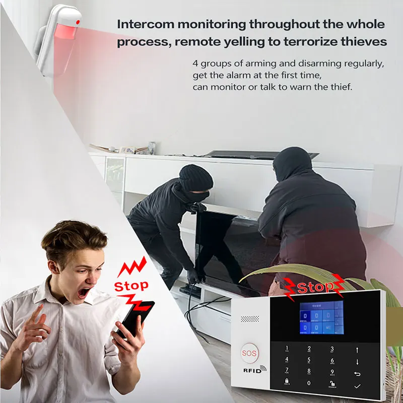 433 МГц Wi Fi Gsm сигнализации умный дом Системы Ios Android App Управление Rfid карты