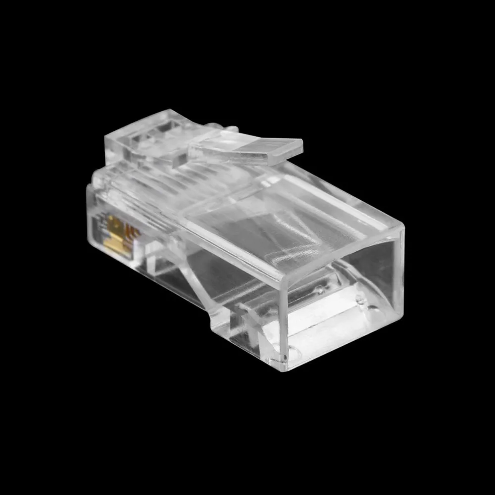 Универсальная прозрачная Сетевая розетка ESCAM 100 шт./компл. RJ45 CAT5 CAT5E с позолоченным