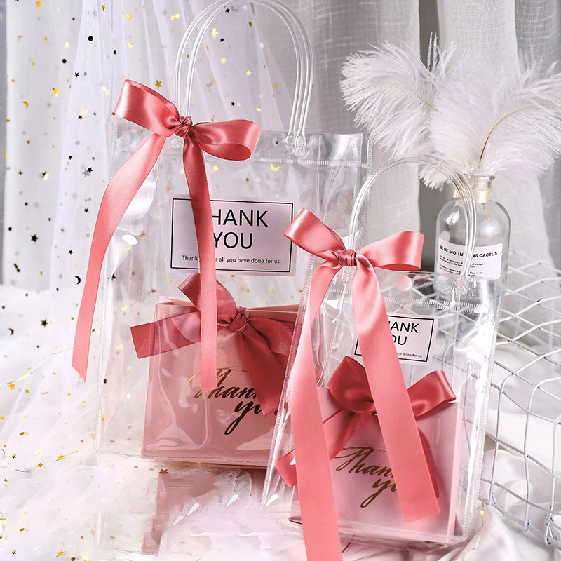 

Прозрачная сумочка из ПВХ, Подарочная сумка, принадлежности для свадебной вечеринки, конфеты, маленький подарок, фотоальбом с ленточной нак...