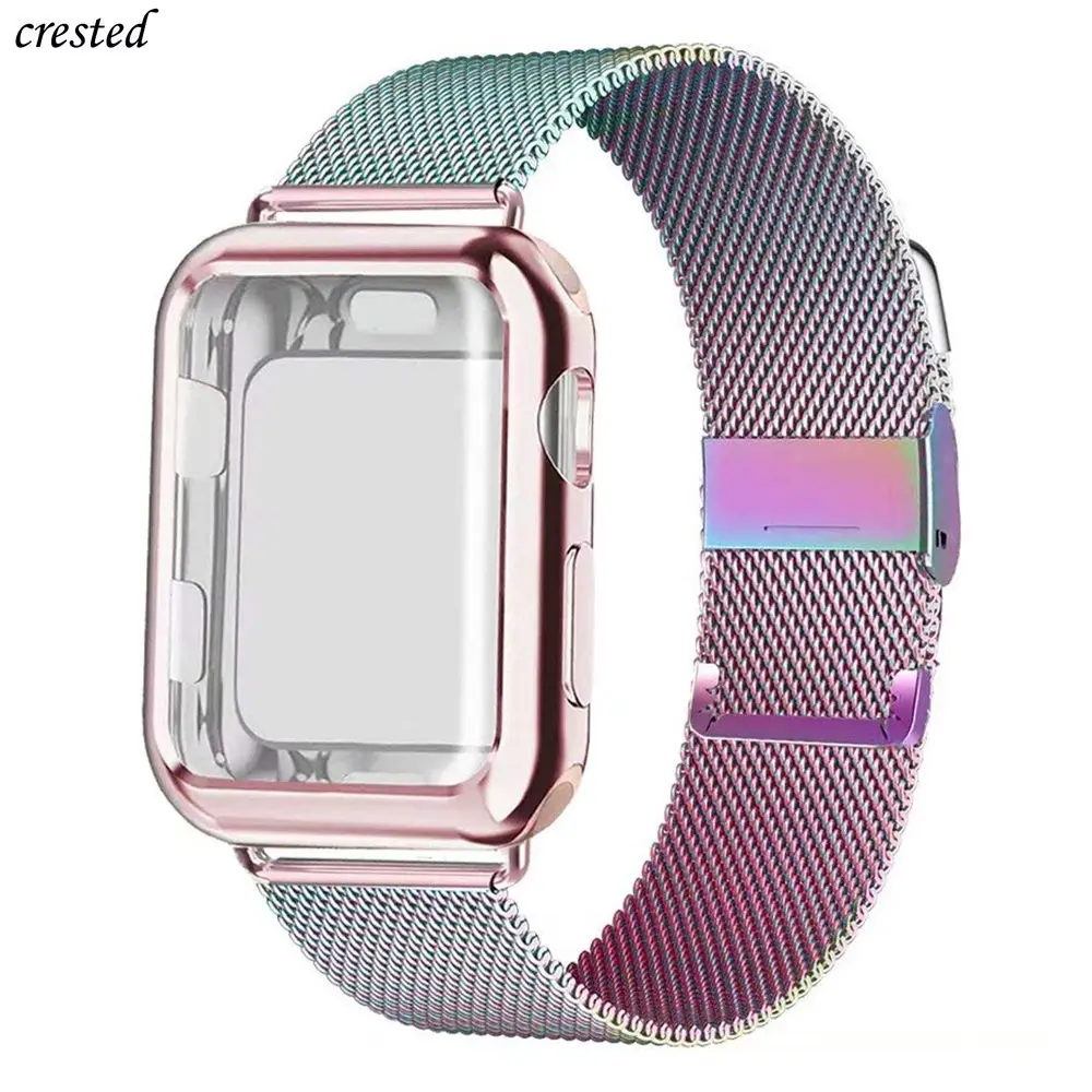 Case+Strap for Apple Watch Band 44mm 40mm iWatch 42mm 38mm Magnetic loop bracelet correa apple watch serie SE 4 3 6 7 45mm 41mm