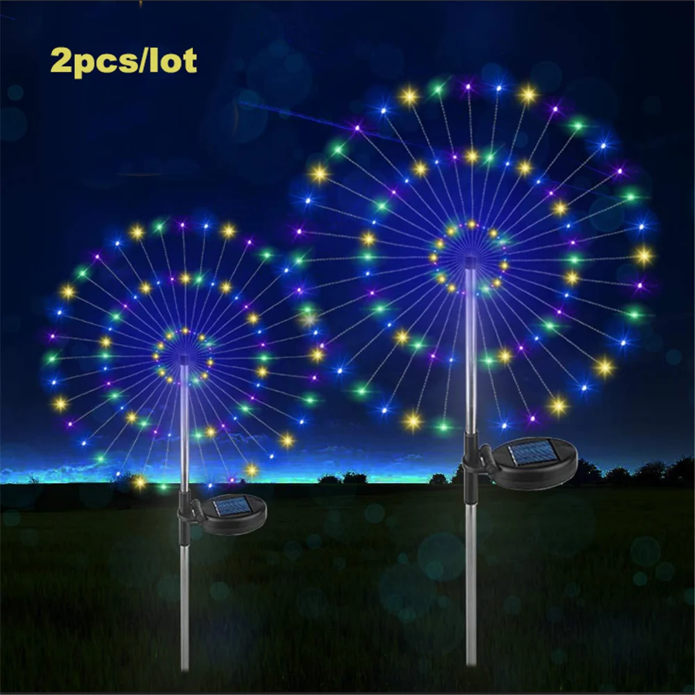 2 шт./лот и фейерверками яркого Солнечный светодиодный светильник для сада на