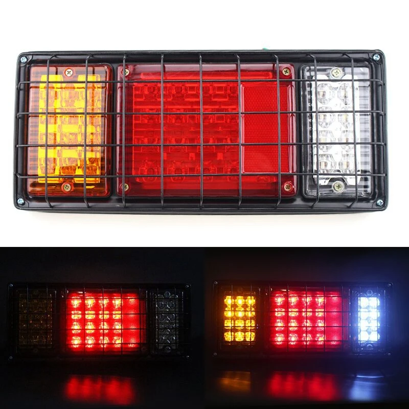 

DHBH-2Pcs 12V LED Truck Trailer Tail Lights Tail Turn Signal Brake Light Running Reverse