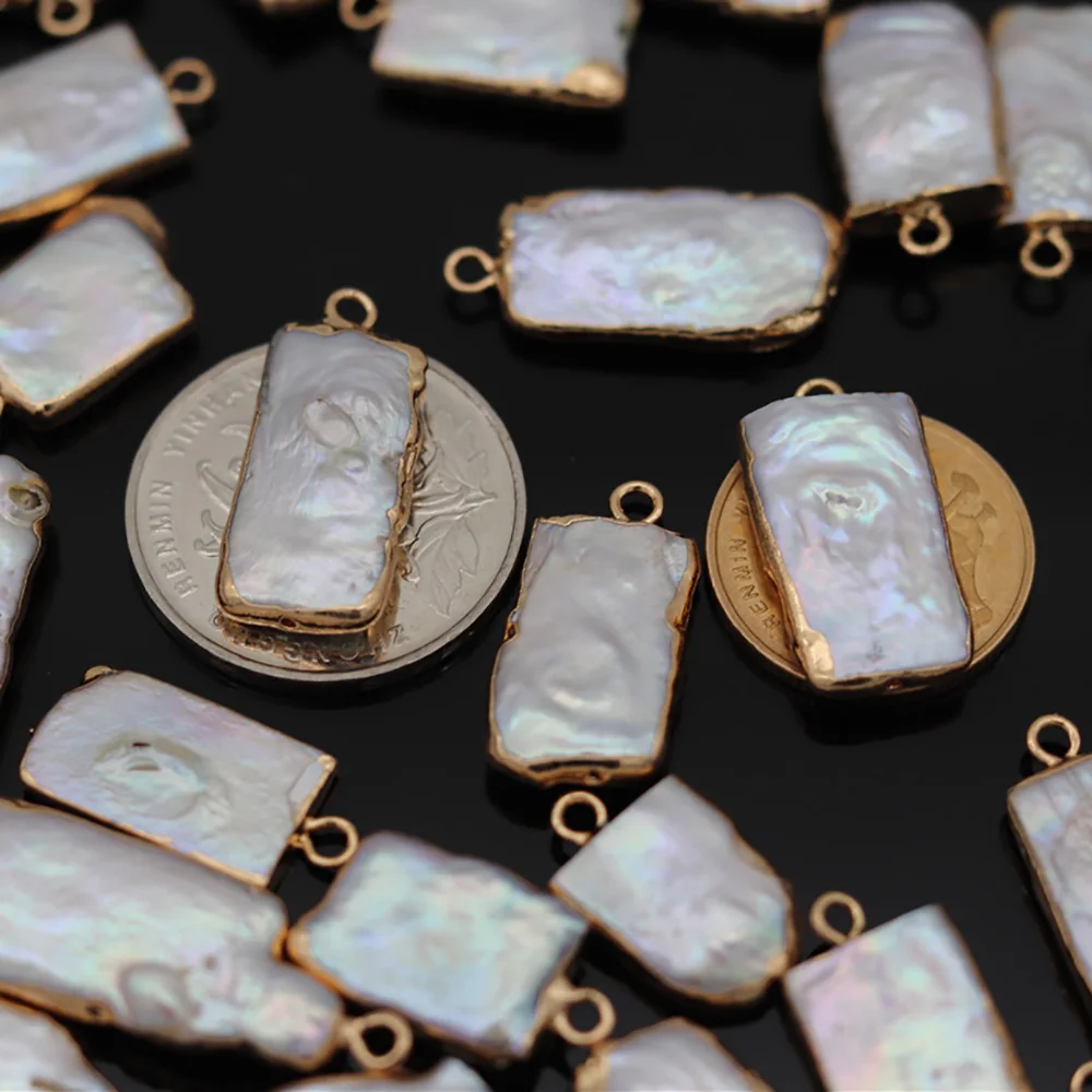 

2Pcs Natural Rectangular Pearls Pendants Making For Jewelry Bracelet DIY Necklaces Charm Classic Accessories Size 8x16-10x22mm