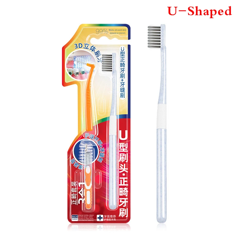 

3 In 1 Orthodontic Toothbrush Interdental Brush Special Clean Teeth Oral Care U/L Type