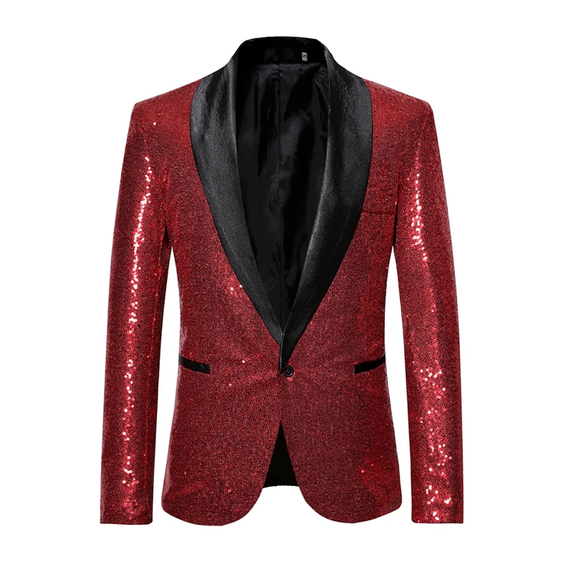 

Sfit Mens Sequins Suit Blazer Jacket Brand Shiny Glitter Embellished Blazer Male Slim DJ Club Stage Blazer Formal Wedding