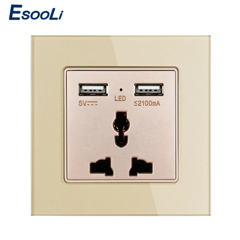 Универсальная Розетка Esooli с двойным USB-портом для зарядки 110 А 250 ~ в 13 а |