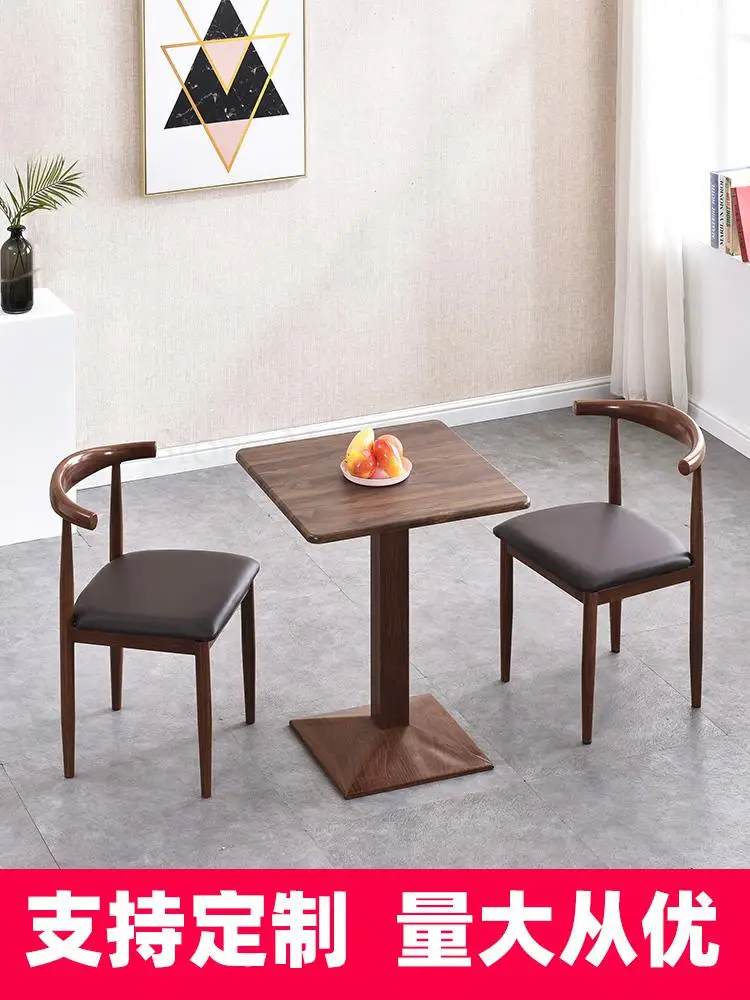 Nordic imitation solid wood iron croissant chair back dining simple milk tea dessert shop coffee restaurant table and chai |