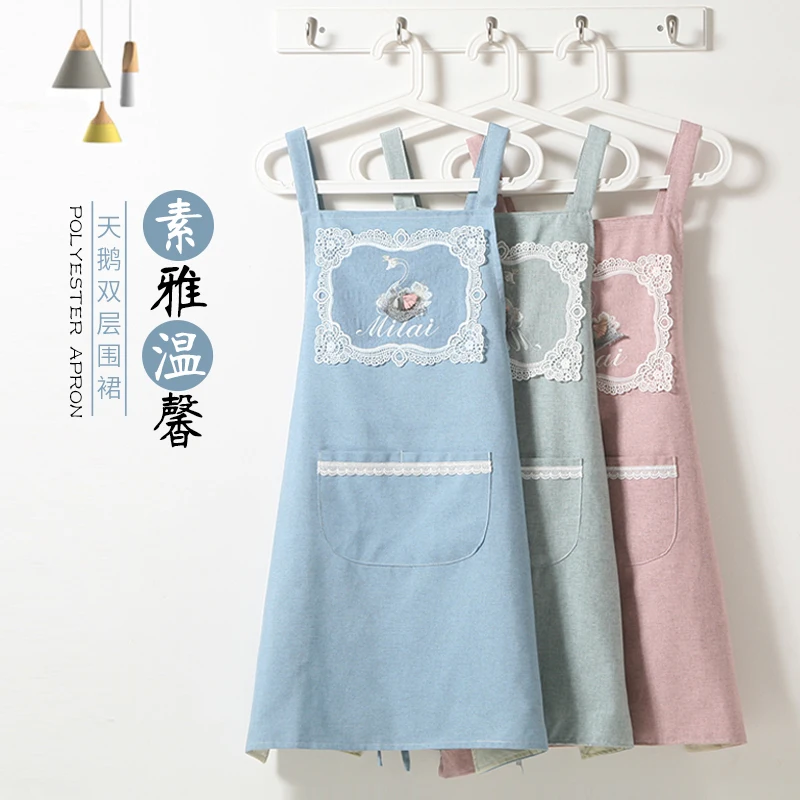 

Home Apron Men and Women Korean Fashion Workwear Adult Cute Strap Kitchen Restaurant Apron Fabric