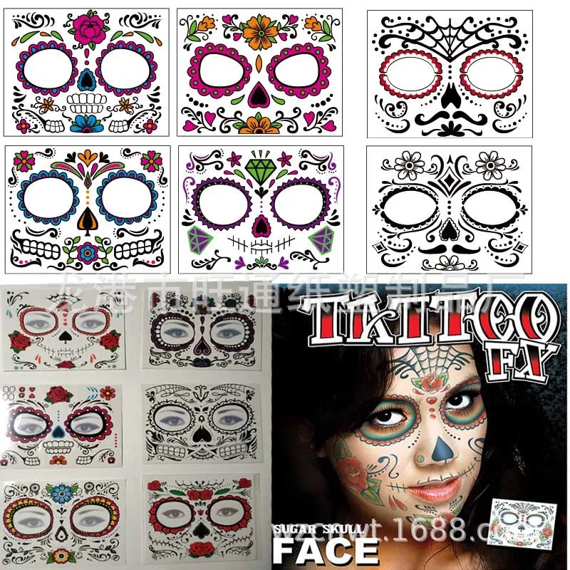 

DAY OF THE DEAD Ghost Day Face Paste Halloween Face Tattoo Paste Personalized Makeup Ball Face Paste