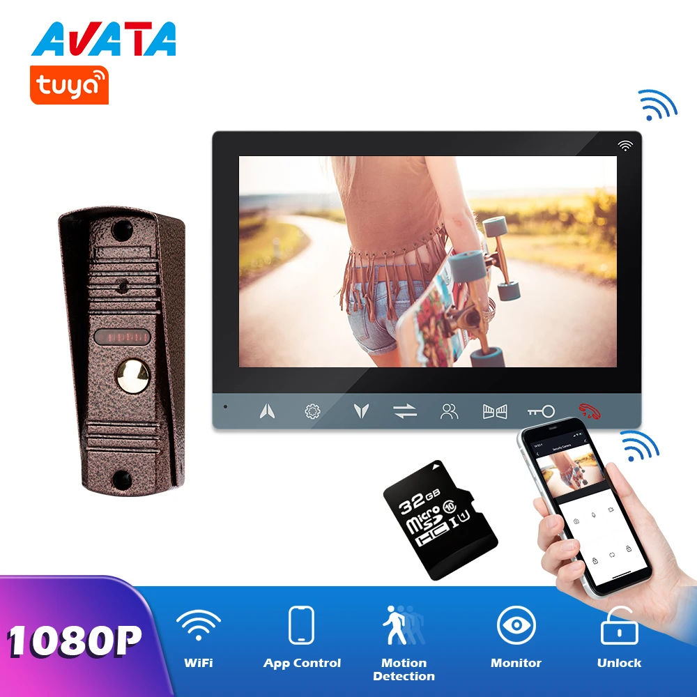 Видеодомофон Avata Tuya AHD 1080P/120 с поддержкой Wi Fi и управлением через