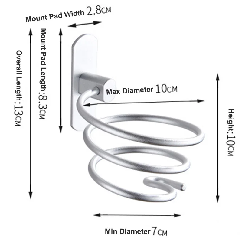

Wall Mount Hair Dyer Rack Space Aluminum Shelf Storage Hairdryer Holder Bathroom Hair Dryer Holder Punch Free Bathroom Shelf