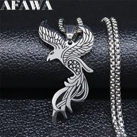 2022 fashion phoenix stainless steel chain necklace for women silver color eagle crow necklace jewelry colgante mujer n4026s02