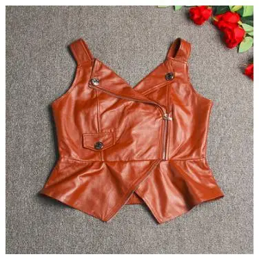 

Free shipping,Brand new style women leather vest.sales.fashion slim sheepskin leather jacket.short street jacket.Straps vest
