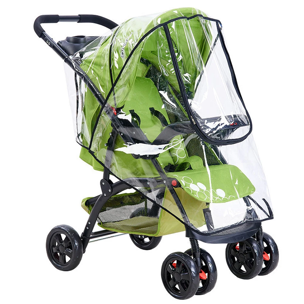 Universal Practical Portable Breathable Baby Stroller Accessories Protective Waterproof Travel Zipper PVC Rain Cover Dust Shield