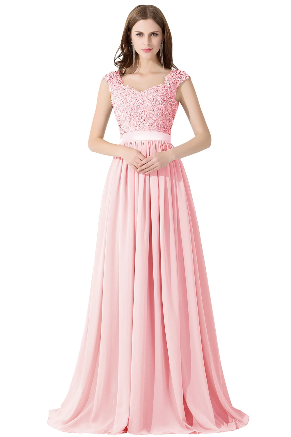 Vestido de Festa Casamento Сексуальное Прозрачное Шифоновое Кружевное Платье С Открытой Спиной Для Свадебной Вечеринки Для Подружки Невесты - Цвет: Розовый