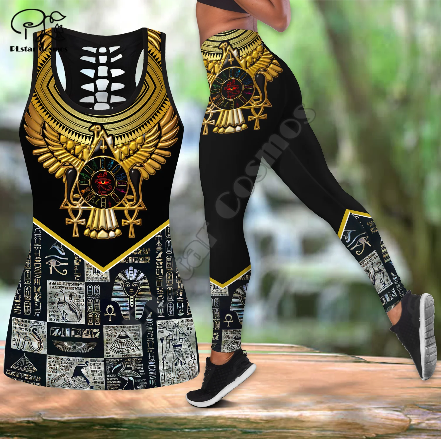 

Horus Egyptian Pharaoh Anubis Ancient Egypt Tattoo Retro 3DPrint Sexy Hollow Out Top Women Vest Yoga Suits Fitness Leggings A1