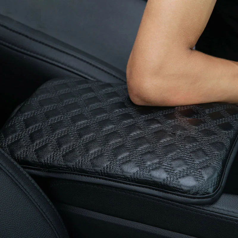 

PU Leather Car Armrest Pad Cover Mat Center Console Box Black Leather Cushion Armrests Pad Auto Storage Box Cover Pad Universal