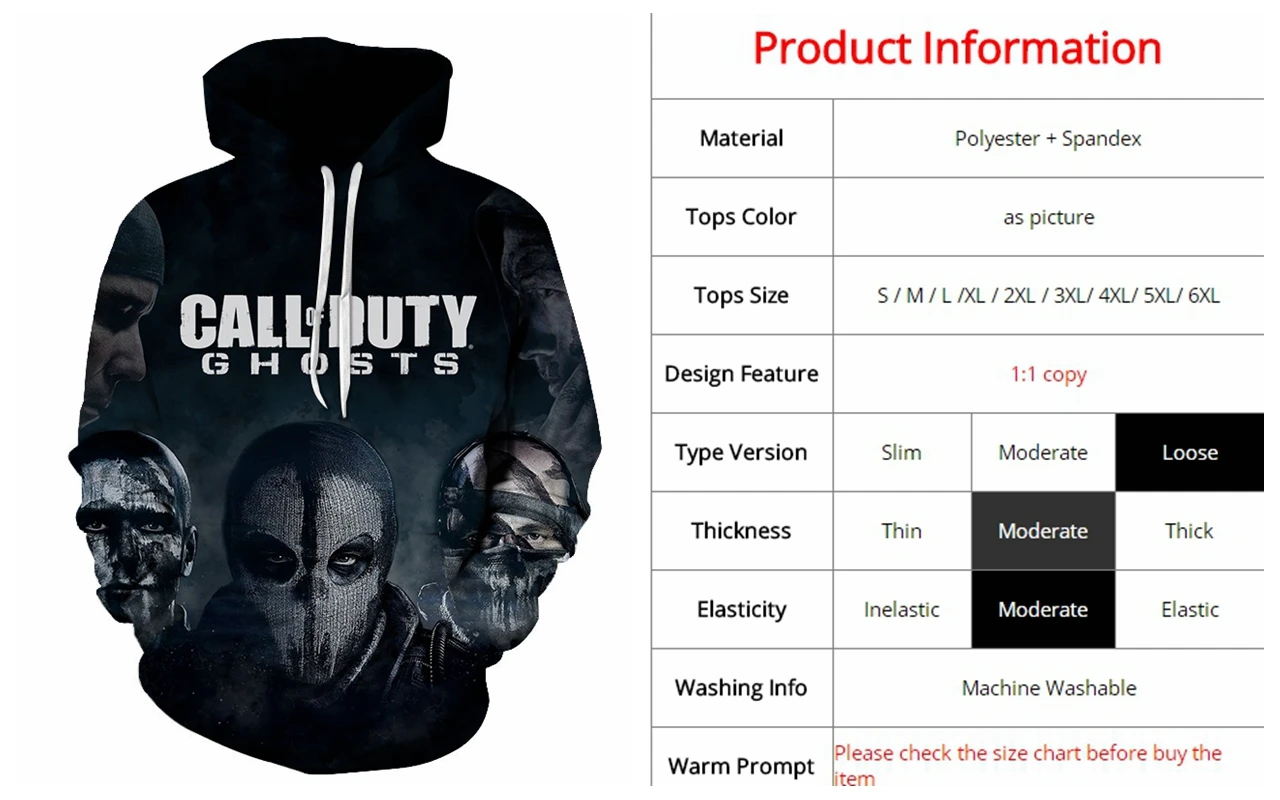 Вызов Duty Ghosts мужская повседневная толстовка с капюшоном Летающая стрельба игра уличная мода длинные толстовки Топы РАСПРОДАЖА Спортивные костюмы мужская одежда