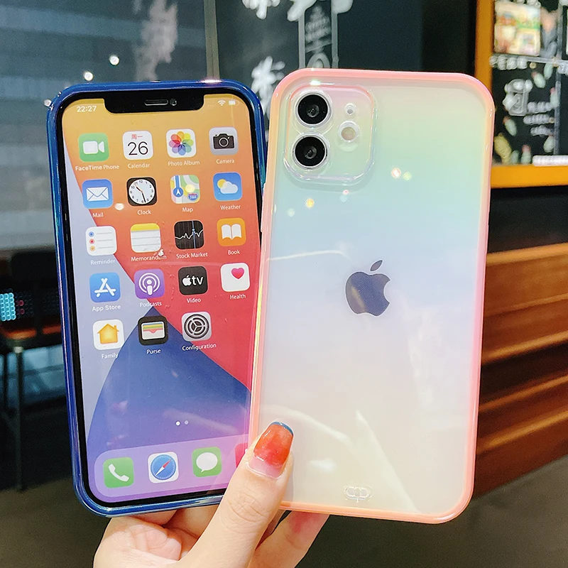 

High quality rainbow Shiny aurora Soft Silicone Phone Case for Iphone 13 12Pro 7 8plus 11 X XS XR MAX Full Protection Back Cover