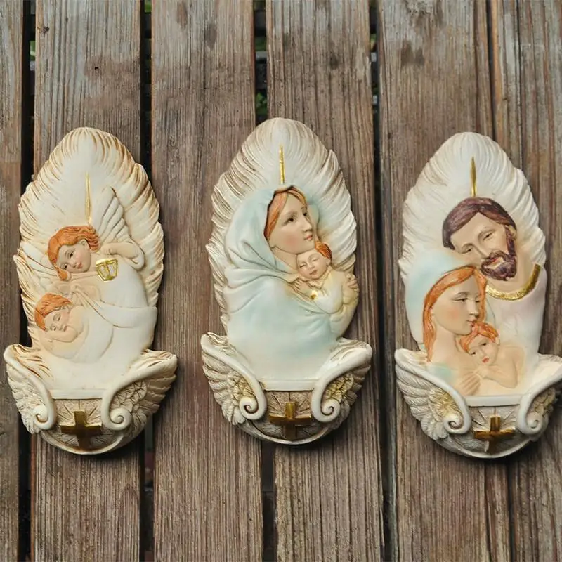 

Holy Family Catholic Church three infants Lady Church of Christmas manger group gift ornaments
