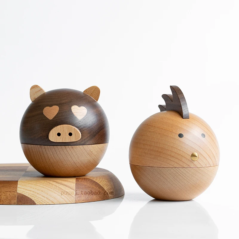 Свиньи цыплята дерево для поделок коробка хранения ювелирных изделий подарок на