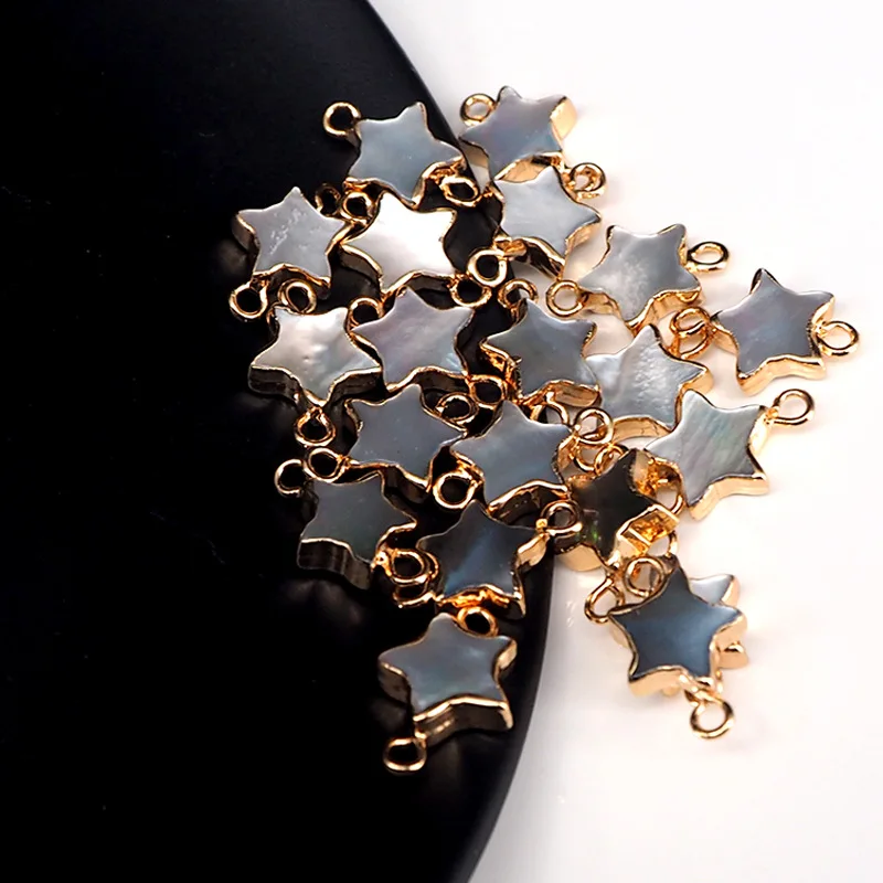 Новая мода натуральный жемчуг перламутровая оболочка пятиконечная позолоченная