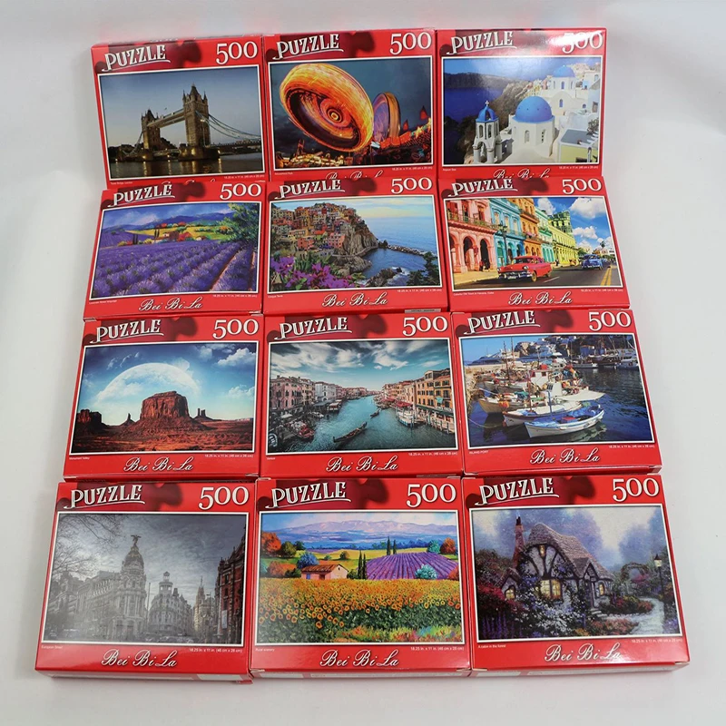 Paper High Difficulty Puzzle 500 Pieces Decompression Game Toy Adult Assembled Child Birthday Gift Jigsaw Puzzles Scenery | Игрушки и