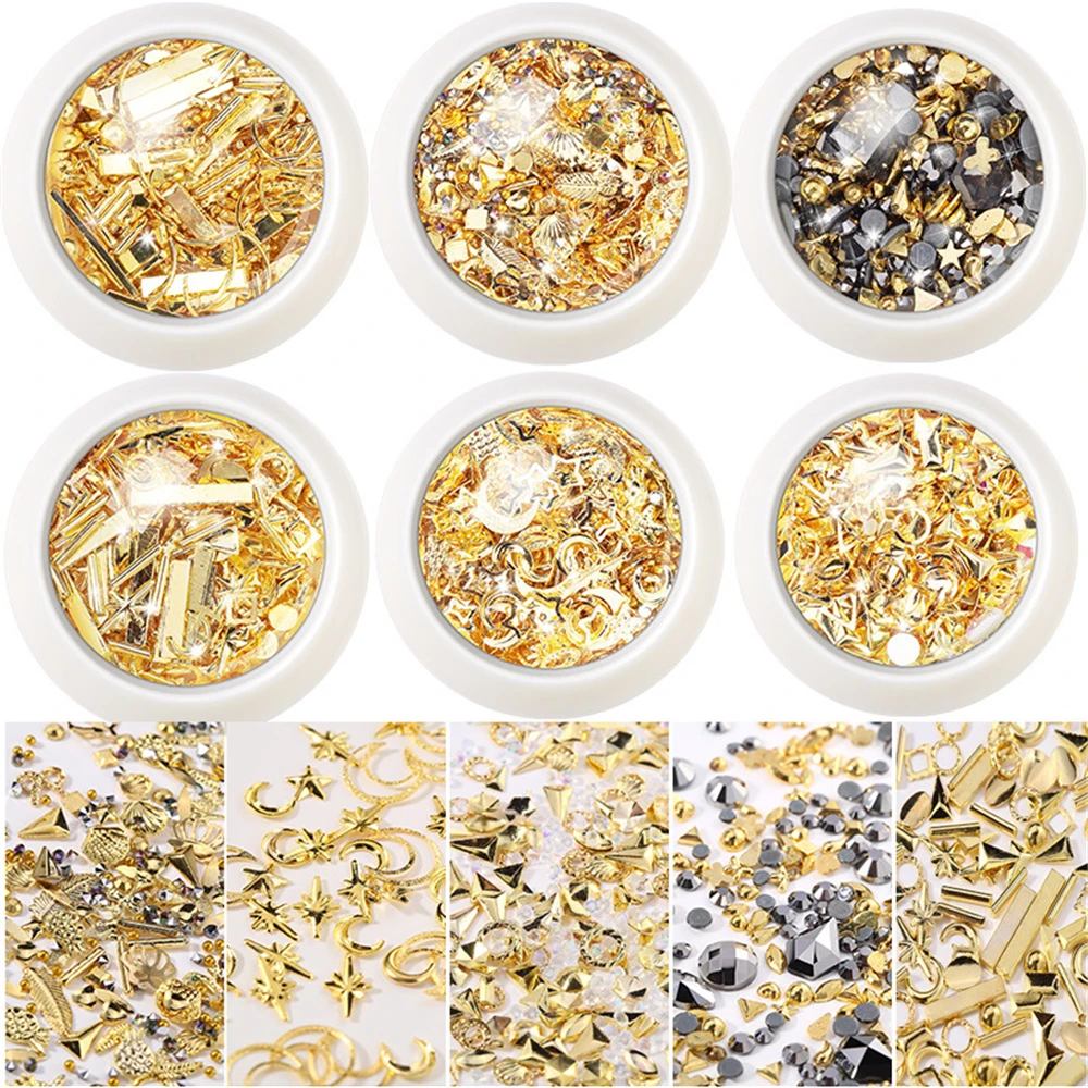 1 коробка золото Луна Звезды ногтей шпильки для Запчасти украшение звезды круг