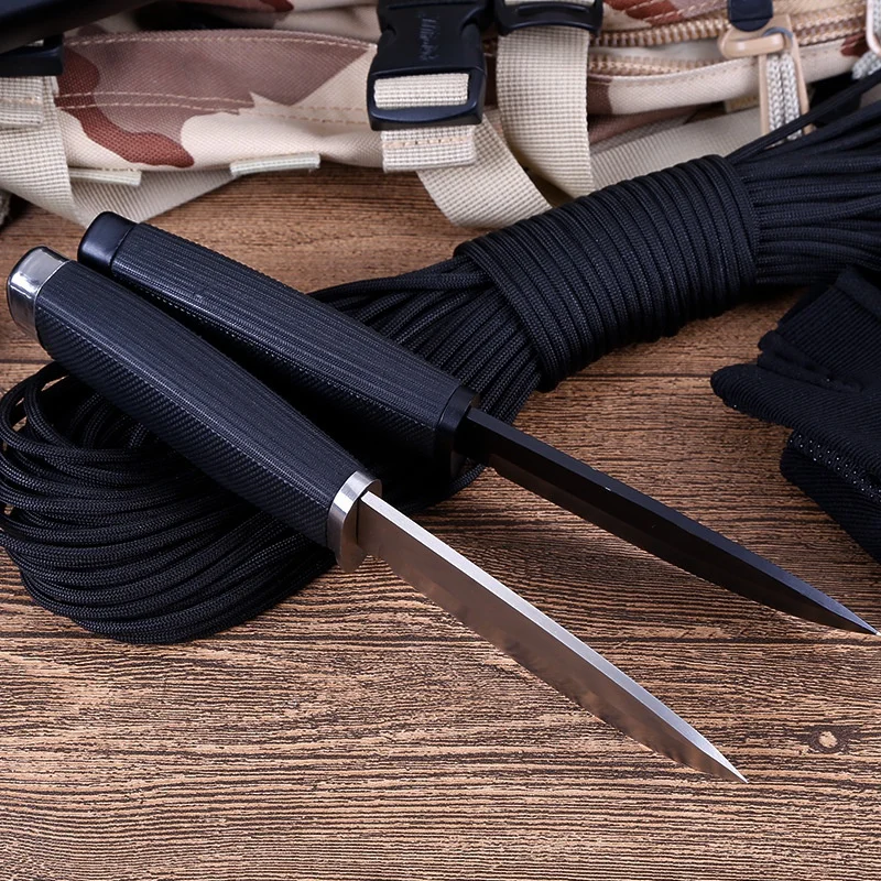

High Quality Classic Tactical Fixed Blade Knife 440C Stainless Steel Rubber Handle Outdoor Hunting Knives With Fiber Holder